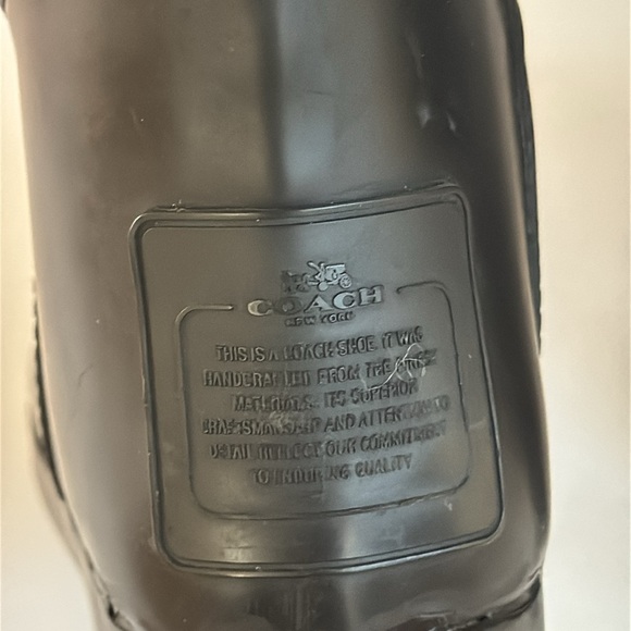Coach Tristee Tall Black Rubber Matte Lace Up Slip on Rain Boots Size 8 - Picture 11 of 14